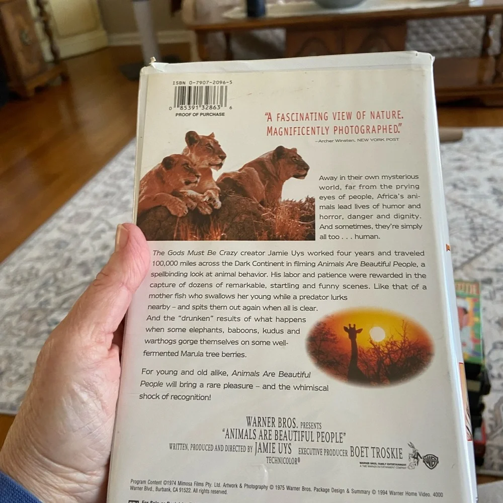 Warner Bros. VHS - Animals Are Beautiful People with Orange and Black Cover